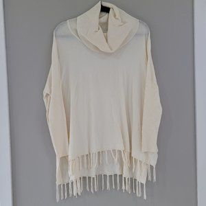 Boston Proper Ivory Fringe knit sweater